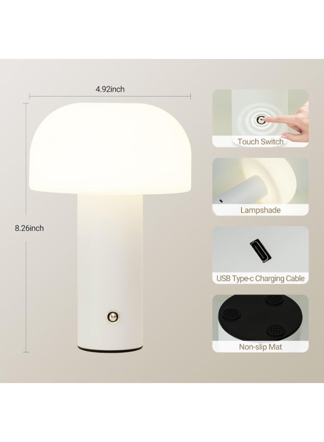 لمبة طاولة محمولة بدون سلك بشكل مودرن أبيض ، بطارية 5200mAh تدوم 24-49 ساعة، تحكم لمس لـ3 درجات لون (دافئ 3000K، طبيعي 4500K، أبيض 6000K) وتعتيم، مثالية للمطبخ، غرفة النوم، التخييم أو كهدية. - Image 5